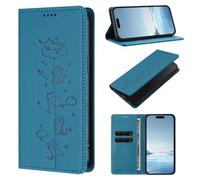 Case for Fairphone 5, Cat Pattern PU Leather Wallet Flip Case Cover with RFID Blocking Card Slots Stand Magnetic Clasp Protective Cover for Fairphone 5, Blue