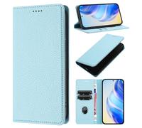 Case for Fairphone 5, Lychee Pattern PU Leather Wallet Case Flip Cover with RFID Blocking Card Slots Stand Magnetic Clasp Protective Cover for Fairphone 5, Sky blue