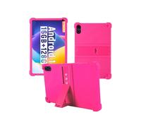 Case for FEARWIKY FKYC12 10.36 inch Android 14 Tablet，WUNIAK Shock Proof Lightweight Stand Rubber Shell Protective Cover,Kids Friendly Soft Silicone Adjustable Stand Cover,Rose Red.