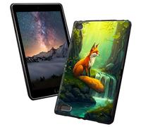 Case for Fire 7 Tablet (9th/7th Generation,2019/2017 Release) 7 inch with Green Forest Red Fox Pattern Style Design Slim Soft Lightweight TPU Rubber Shock Proof Protective Tablet Case Cover