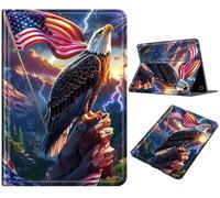 Case for Fire HD 10 & 10 Plus Tablet (13th/11th Generation, 2023/2021 Release) 10.1", PU Leather Adjustable Stand with Auto Sleep/Wake Shockproof Case for Fire HD 10 2023, Eagle Flag