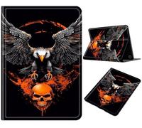 Case for Fire HD 10 & 10 Plus Tablet (13th/11th Generation, 2023/2021 Release) 10.1", PU Leather Adjustable Stand with Auto Sleep/Wake Shockproof Case for Fire HD 10 2023, Flame Skull Eagle