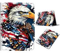 Case for Fire HD 10 & 10 Plus Tablet (13th/11th Generation, 2023/2021 Release) 10.1", PU Leather Adjustable Stand with Auto Sleep/Wake Shockproof Case for Fire HD 10 2023, Eagle American Flag