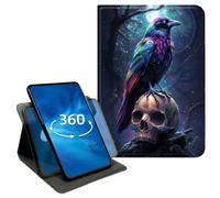 Case for Fire HD 8 & 8 Plus 12th/10th Generation 8 inch 2024/2022/2020 | 360 Rotating Stand PU leather tablet case with TPU, auto wake sleep smart cover, Colorful Raven Forest Skull