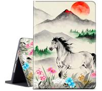 Case for Fire HD 8 & 8 Plus Tablet 14th/12th/10th Generation 2024/2022/2020 Release 8 inch Lightweight Protective PU Leather Smart Stand Cover with Auto Wake Sleep - Mountain Flowers Horse