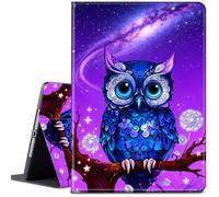 Case for Fire HD 8 & 8 Plus Tablet 14th/12th/10th Generation 2024/2022/2020 Release 8 inch Lightweight Protective PU Leather Smart Stand Cover with Auto Wake Sleep - Blue Owl Galaxy