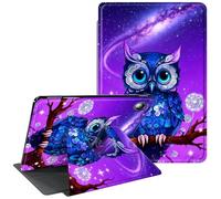 Case for Fire HD 8 & 8 Plus Tablet 8 inch 14th/12th/10th Generation 2024/2022/2020 Release 360 Degree Rotating Stand Protective Smart Cover with Auto Wake Sleep - Blue Owl Galaxy