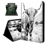 Case for Fire HD 8 & Fire HD 8 Plus Tablet (12th Generation/10th Generation,2024/2022/2020 Release),with Auto Sleep/Wake 360 Degree Rotating Swivel Adjustable Stand Cover,Highland Cow on Isle of