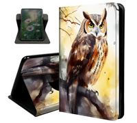 Case for Fire HD 8 & Fire HD 8 Plus Tablet (12th Generation/10th Generation,2024/2022/2020 Release),with Auto Sleep/Wake 360 Degree Rotating Swivel Adjustable Stand Cover,One owl Sitting Tree