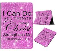 Case for Fire HD 8 Tablet (2016/2017/2018 Release), Multi-Angle Stand Cover with Auto Sleep/Wake, Lightweight Rugged Durable PU Leather Shockproof Case for Fire HD 8, Pink Glitter Bible 4-13