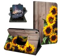 Case for Fire HD 8 Tablet (7th/8th Generation, 8 inch, 2017/2018 Release) | Sunflowers on the Wood Pattern, 360 Rotating Stand Tablet Case, PU Leather Auto Wake/Sleep Smart Cover