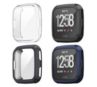 Case for Fitbit Versa - 4 Pack Screen Protector & Bumper Cover (Black, Dark Grey, Navy Blue, Clear)
