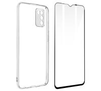 Case for Galaxy A02s and A03s Silicone Soft and Tempered Glass black