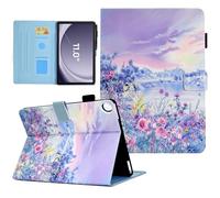 Case for Galaxy Tab A11+ Plus 2026/ A9 Plus 2024 11-Inch, AUSMIX PU Leather Folio Cover Multi-Angle Stand with Auto Wake/Sleep Case for Samsung Galaxy Tab A9 Plus/A9+ Tablet,Purple Flower Sea
