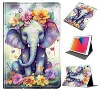 Case for Galaxy Tab A9 Plus 11 Inch 2023 (SM-X210/X215/X216), Slim Shockproof PU Leather Protective Cover with Auto Wake/Sleep, Multi-Angle Stand for Tab A9 11" Tablet, Beautiful Elephant