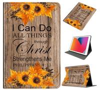 Case for Galaxy Tab A9 Plus 11 Inch 2023 (SM-X210/X215/X216), Slim Shockproof PU Leather Protective Cover with Auto Wake/Sleep, Multi-Angle Stand for Tab A9 11" Tablet, Sunflower Bible 4-13