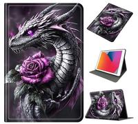 Case for Galaxy Tab A9 Plus 11 Inch 2023 (SM-X210/X215/X216), Slim Shockproof PU Leather Protective Cover with Auto Wake/Sleep, Multi-Angle Stand for Tab A9 11" Tablet, Black Dragon Rose