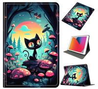 Case for Galaxy Tab A9 Plus 11 Inch 2023 (SM-X210/X215/X216), Slim Shockproof PU Leather Protective Cover with Auto Wake/Sleep, Multi-Angle Stand for Tab A9 11" Tablet, Forest Mushroom Cat
