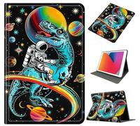 Case for Galaxy Tab A9 Plus 11 Inch 2023 (SM-X210/X215/X216), Slim Shockproof PU Leather Protective Cover with Auto Wake/Sleep, Multi-Angle Stand for Tab A9 11" Tablet, Dinosaur Astronaut