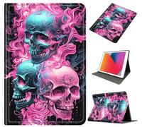 Case for Galaxy Tab A9 Plus 11 Inch 2023 (SM-X210/X215/X216), Slim Shockproof PU Leather Protective Cover with Auto Wake/Sleep, Multi-Angle Stand for Tab A9 11" Tablet, Pink Skull