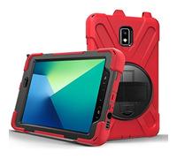 Case for Galaxy Tab Active 2 8.0 Inch T390/T395/T397 Tablet 2019,Built-in Screen Protector,Shockproof 360 Degree Rotation Kickstand, Hand Strap,Shoulder Strip,Pencil Holder, Red