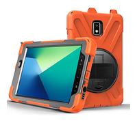 Case for Galaxy Tab Active 2 8.0 Inch T390/T395/T397 Tablet 2019,Built-in Screen Protector,Shockproof 360 Degree Rotation Kickstand, Hand Strap,Shoulder Strip,Pencil Holder, Orange