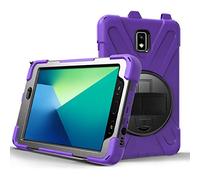 Case for Galaxy Tab Active 2 8.0 Inch T390/T395/T397 Tablet 2019,Built-in Screen Protector,Shockproof 360 Degree Rotation Kickstand, Hand Strap,Shoulder Strip,Pencil Holder, Purple