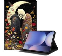 Case for Galaxy Tab S10 Ultra Case (2024), Galaxy Tab S9/S8 Ultra Case (2023/2022), Slim PU Leather Folio Cover with Auto Wake/Sleep, Multi-Angle Stand Cover, Skeletons Kissing Under Moon