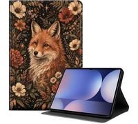 Case for Galaxy Tab S10 Ultra Case (2024), Galaxy Tab S9/S8 Ultra Case (2023/2022), Slim PU Leather Folio Cover with Auto Wake/Sleep, Multi-Angle Stand Cover, Fox in Floral Frame