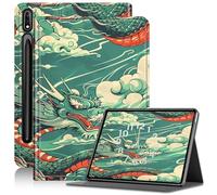 Case for Galaxy Tab S7 FE 5G/S8 Plus/S7 Plus 12.4" Tablet, Slim PU Leather Adjustable Stand Case with Auto Sleep/Wake Cover for Samsung Galaxy Tab S7 FE 5G Anti-Fall Case, Chinese Dragon