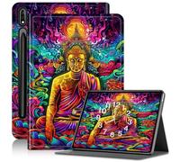 Case for Galaxy Tab S7 FE 5G/S8 Plus/S7 Plus 12.4" Tablet, Slim PU Leather Adjustable Stand Case with Auto Sleep/Wake Cover for Samsung Galaxy Tab S7 FE 5G Anti-Fall Case, Buddha Lotus