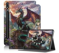 Case for Galaxy Tab S7 FE 5G/S8 Plus/S7 Plus 12.4" Tablet, Slim PU Leather Adjustable Stand Case with Auto Sleep/Wake Cover for Samsung Galaxy Tab S7 FE 5G Anti-Fall Case, Stone Pillar Dragon