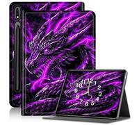 Case for Galaxy Tab S7 FE 5G/S8 Plus/S7 Plus 12.4" Tablet, Slim PU Leather Adjustable Stand Case with Auto Sleep/Wake Cover for Samsung Galaxy Tab S7 FE 5G Anti-Fall Case, Neon Black Dragon
