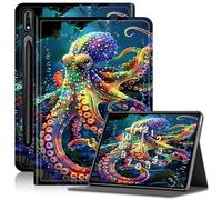 Case for Galaxy Tab S7 FE 5G/S8 Plus/S7 Plus 12.4" Tablet, Slim PU Leather Adjustable Stand Case with Auto Sleep/Wake Cover for Samsung Galaxy Tab S7 FE 5G Anti-Fall Case, Colorful Octopus