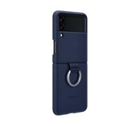 Case for Galaxy Z Flip 3 in Silicone with Ring, Navy Blue