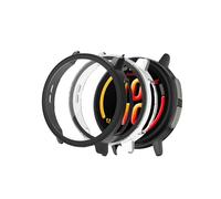 Case for Garmin Bounce 2 Kids Smartwatch,WUNIAK Hard PC Screen Protector for Bounce 2 Smartwatch,9H Tempered Glass Ultra-Thin Full-Coverage Shockproof Bumper,(2Pack,Transparent+Black)