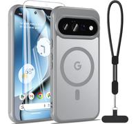 Case for Google Pixel 11 | Pixel 11 Pro with Tempered Glass and Hand Strap | Top military protection with MagSafe mobile phone case Pixel 11 Pro matte translucent protective film protective case (grey)