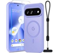 Case for Google Pixel 11 | Pixel 11 Pro with Tempered Glass and Hand Strap | Top Military Protection with MagSafe Mobile Phone Case Pixel 11 Pro Matt Translucent Protective Film Protective Case (Purple)