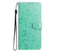 Case for Google Pixel 6 Pro, Flip Leather Embossed Daisy Shockproof Protection Cover Slim Fit Phone Case with Kickstand [Card Slot] [Magnetic Closure] for Google Pixel 6 Pro,green