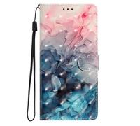 Case for Google Pixel 6A, Magnetic Protective PU Leather Shockproof Wallet Stand Foldable Flip Cover with Kickstand Card Holders for Google Pixel 6A,Pink blue marble