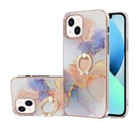 Case for Google Pixel 9 Pro XL with Ring Holder Stand, Shockproof Glossy Anti-Slip Slim Hard Shell Bumper Marble Case Silicone Drop Protective Phone Cover for Google Pixel 9 Pro XL Pink Blue