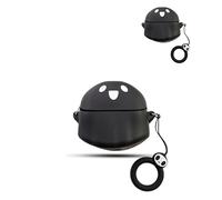 Case for Google Pixel Buds 2a Wireless Earbuds, daunke Soft Silicone Protective Cover, Ghost-shaped Case with Lanyard, Full Protection,Black