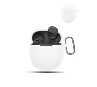 Case for Google Pixel Buds 2a Wireless Earbuds,daunke Soft Silicone Protective Cover,Skin Case with Carabiner,Full Protection,White