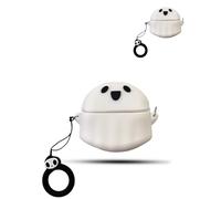 Case for Google Pixel Buds Pro 2 Wireless Earbuds, daunke Soft Silicone Protective Cover, Ghost-shaped Case with Lanyard, Full Protection,White