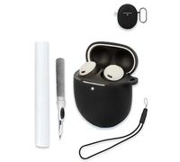Case for Google Pixel Buds Pro 2 - Wireless Earbuds with Active Noise Cancellation, Soft Silicone Protective Portable Scratch Shock Resistant Shell with Cleaner Kit & Carabiner & Lanyard，Black