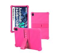 Case for HiGrace C108 Android 15 Tablet 10 Inch,WUNIAK Shock Proof Lightweight Stand Rubber Shell Protective Cover,Kids Friendly Soft Silicone Adjustable Stand Cover,Rose Red.