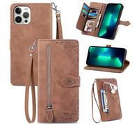 Case for Honor 200 Lite, Samsung Glaxay A51 Zipper Cover Wallet Shockproof Protector Leather Flip Cover with Wrist Strap Magnetic Closure Multi Card Holders Stand Phone Cases brown