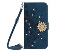 Case for Honor 600 Lite, Glitter Book Phone Case Wallet PU Leather Case Cover Sunflower Bling Sparkly Diamonds Gems Folio Stand Wallet Flip Card Slots Magnetic Case for Honor 600 Lite Inky blue