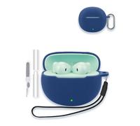 Case for Honor Earbuds X8/X7/X7i, WUNIAK Soft Silicone Protective Portable Scratch Shock Resistant Shell with Cleaner Kit & Carabiner & Lanyard，Blue