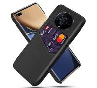 Case for Honor Magic3 PRO Plus,Anti-Slip,360°Fall Protection,Fingerprint Resistance,Canvas and PU Leather Case with 1 card slot behind-Black